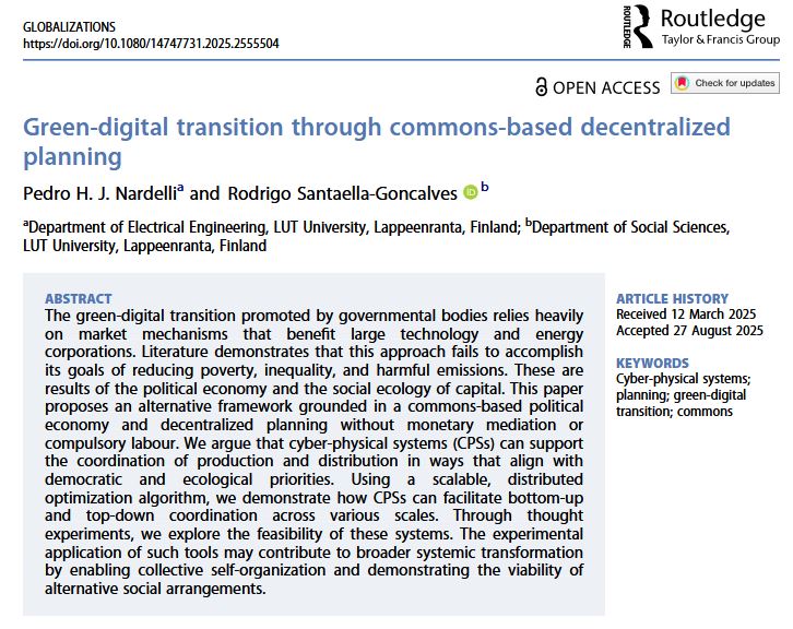 New article on implementing a green-digital transition through commons-based decentralized planning