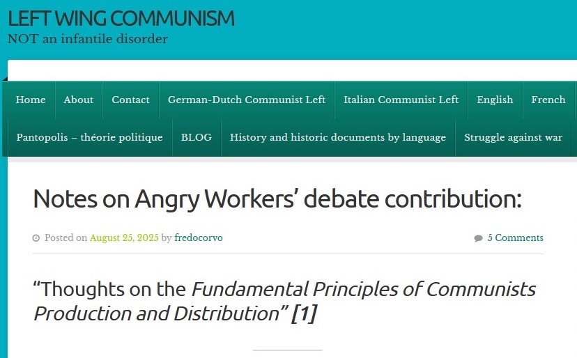 Article responding to criticism by ‘Angry Workers’ of the ‘Fundamental Principles of Communist Production and Distribution’