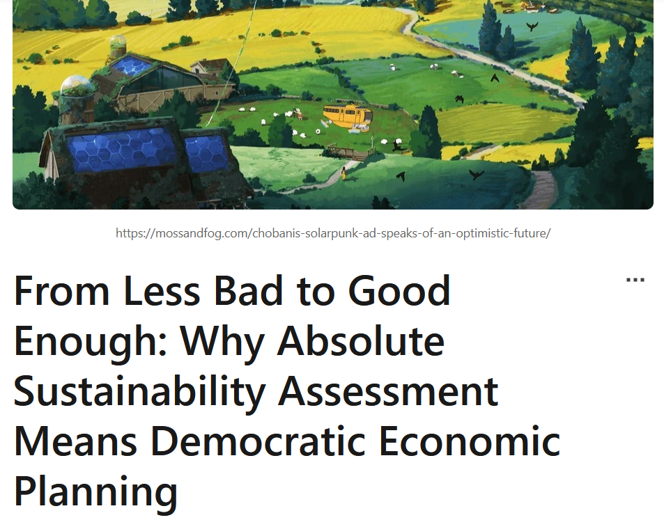 Walther Zeug LinkedIn Post on why Absolute Sustainability Assessment Means Democratic Economic Planning