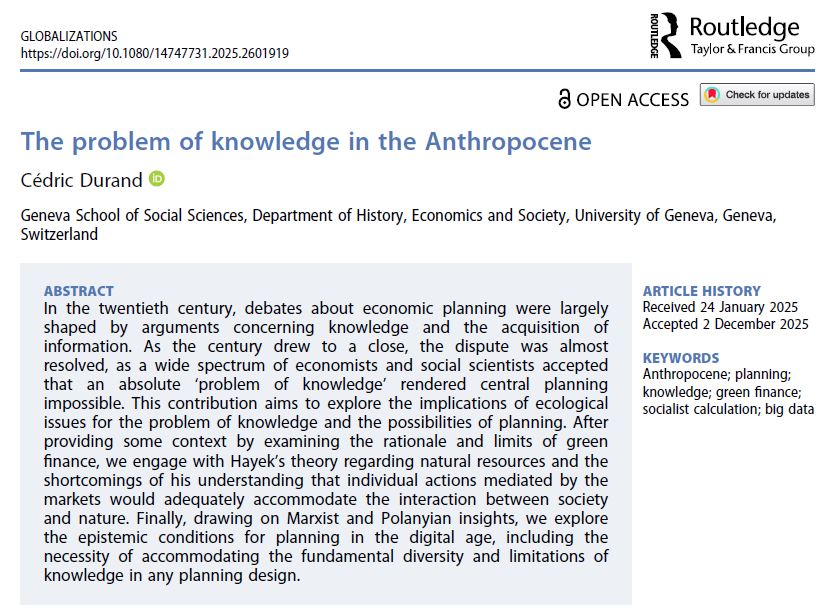 Article Provides An Ecological Critique Of Hayek’s Knowledge Problem